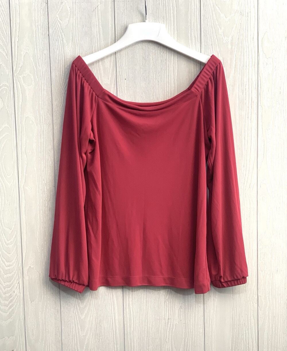 White House Black Market Pink Off The Shoulder Long Sleeve Top Medium NWT